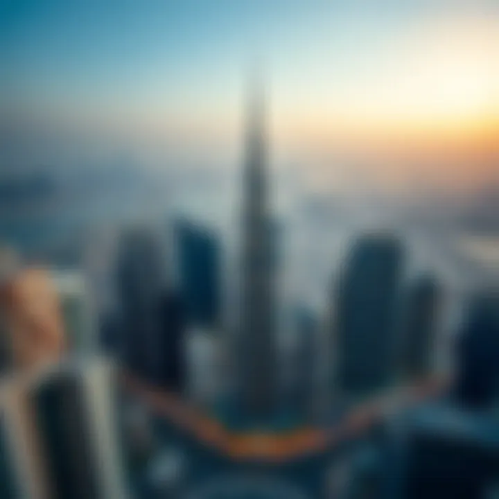 Aerial view of Dubai featuring Al Fahad Tower 1 in the skyline