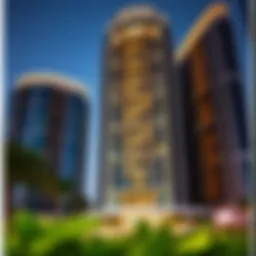 Stunning view of Al Ferdous Building highlighting its unique architecture