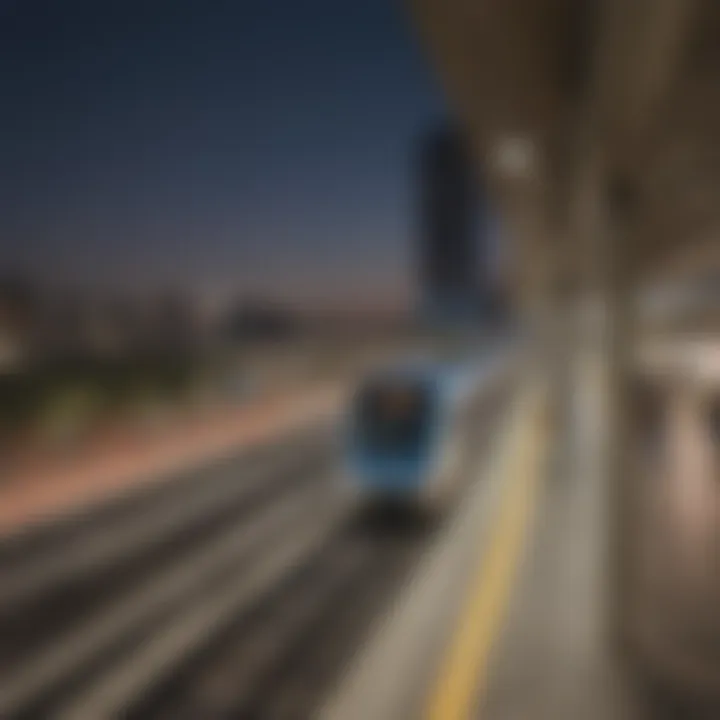 Train arriving at Al Furjan Metro Station