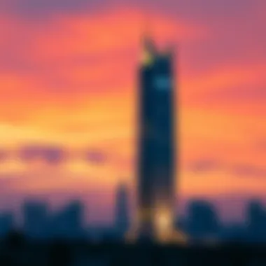 Blumont Capital Tower at Sunset Blumont Capital Tower against a vibrant sunset backdrop