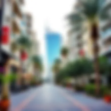 Vibrant Neighborhood Scene Vibrant neighborhood scene in Dubai with cafes and parks