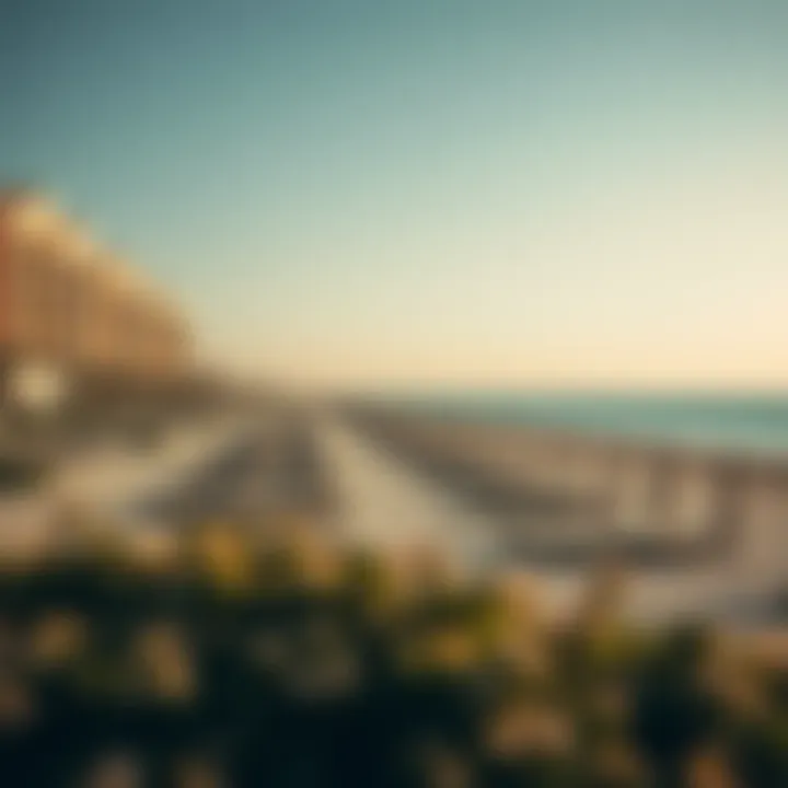 Luxurious Beach Amenities at Deira Dubai Island Beach Luxurious beach amenities including sun loungers and umbrellas along the coastline