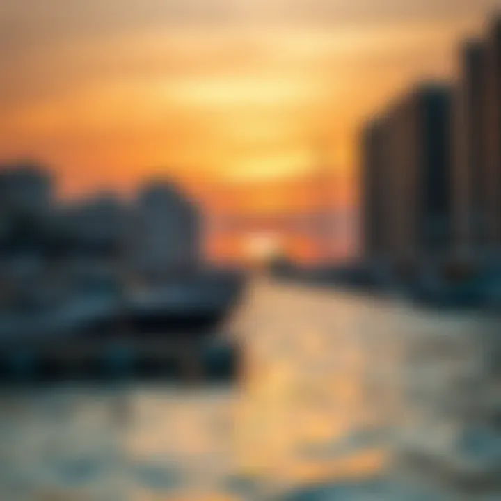 Vibrant Sunset at Deira Dubai Island Beach Vibrant sunset over Deira Dubai Island Beach highlighting the natural beauty