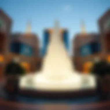 Architectural details of the Dubai Mall showcasing fountain