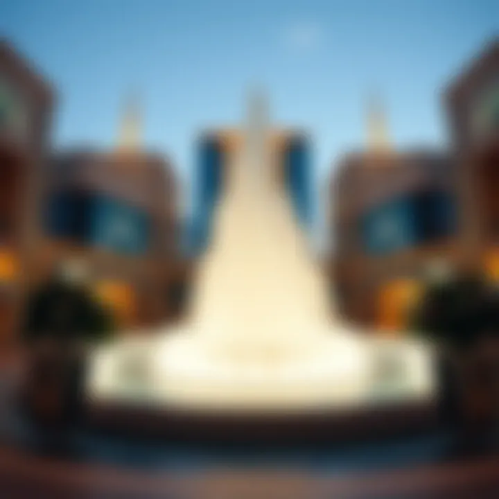 Architectural details of the Dubai Mall showcasing fountain