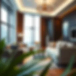 Luxury serviced apartment living room showcasing modern decor