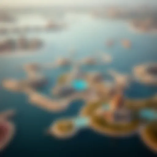 An aerial view of Emaar Lagoons showcasing its beautiful water features