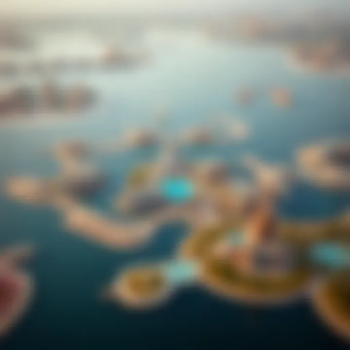 An aerial view of Emaar Lagoons showcasing its beautiful water features