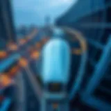 Aerial view of Emirate Tower Metro Station showcasing modern architecture