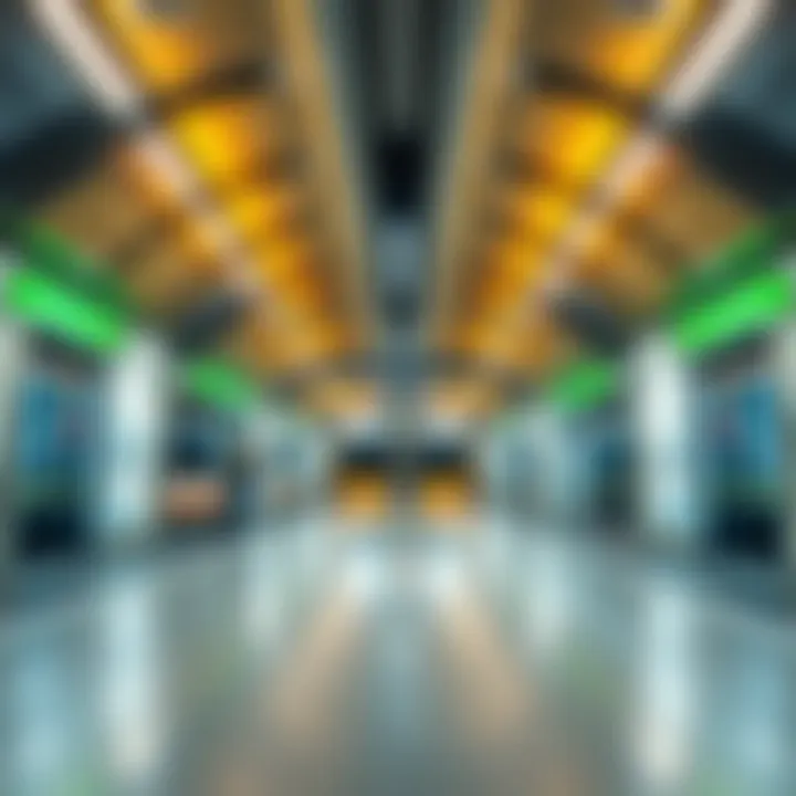 Sustainability and Technology in Metro Stations Interior view of a smart energy metro station highlighting technology and sustainability features