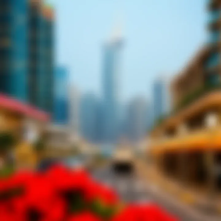 Vibrant surroundings of Dubai Marina near Escan Marina Tower