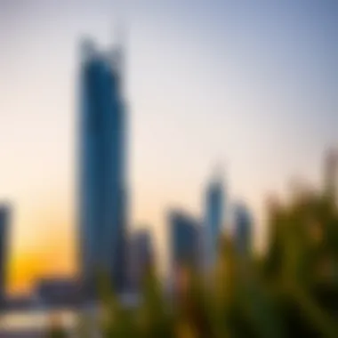 Stunning view of Escan Marina Tower at sunset