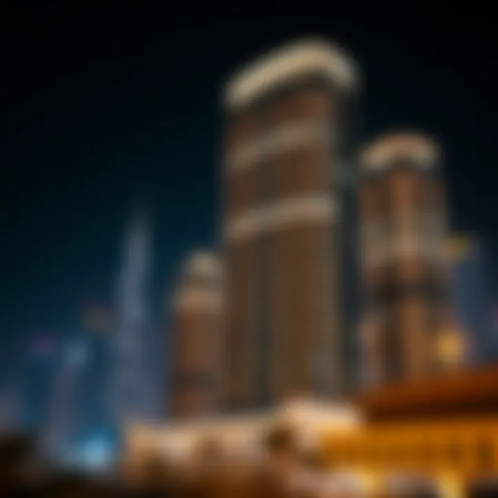 Illuminated Night View of Executive Towers Night view of Executive Towers illuminated against the Dubai skyline