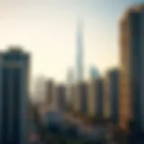 A scenic view of Dubai's skyline with affordable apartment complexes