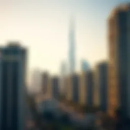 A scenic view of Dubai's skyline with affordable apartment complexes