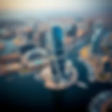 Aerial Perspective of Al Majara Tower and its Surroundings An aerial view highlighting the vibrant lifestyle and waterfront landscape surrounding Al Majara Tower.