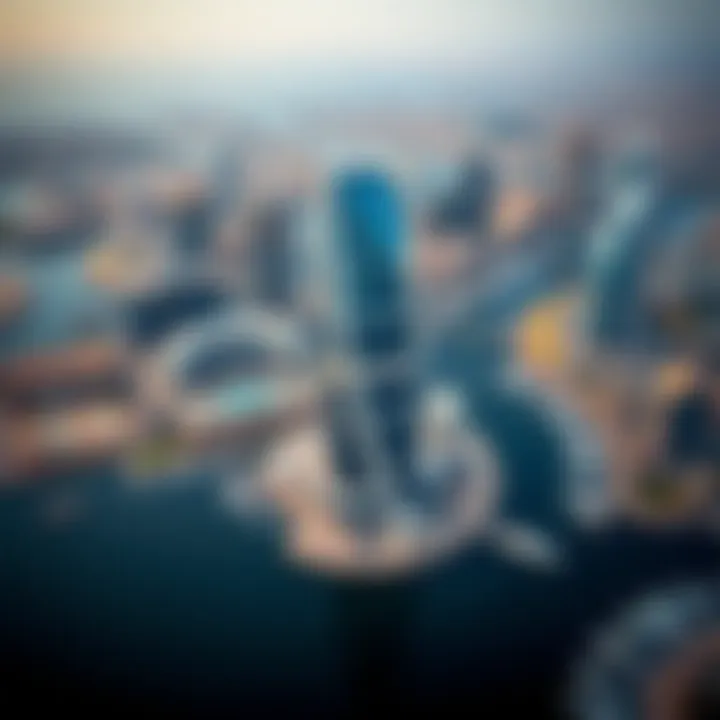 Aerial Perspective of Al Majara Tower and its Surroundings An aerial view highlighting the vibrant lifestyle and waterfront landscape surrounding Al Majara Tower.