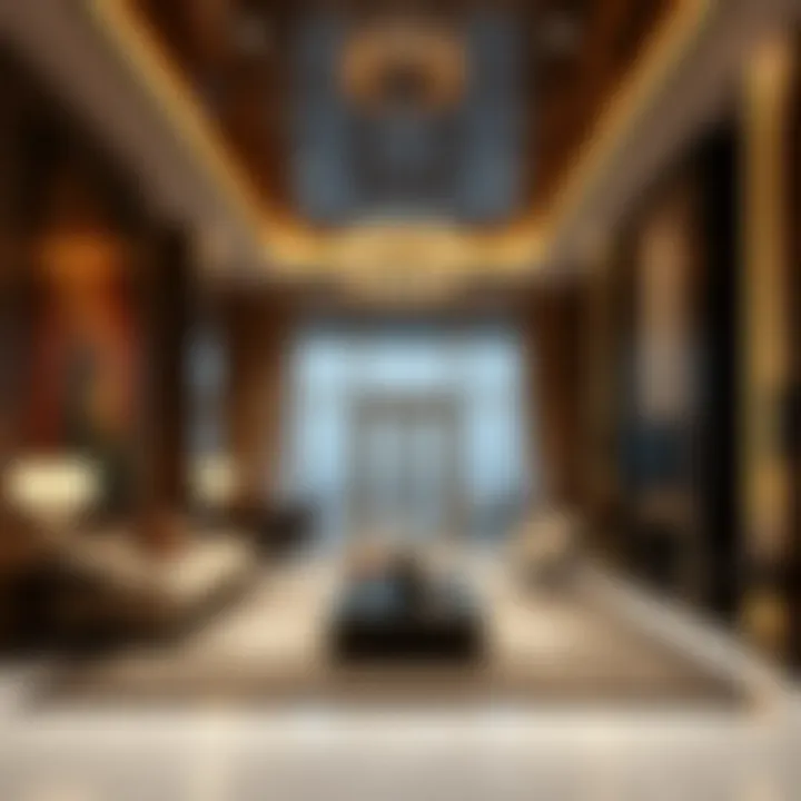 Luxurious Interiors of Al Majara Tower Interior shot showcasing the luxurious amenities and modern design of Al Majara Tower.