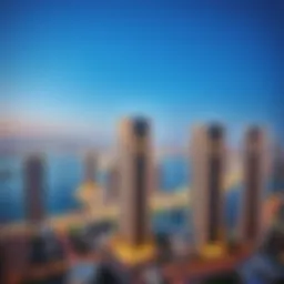 Stunning view of Al Nuaimiya Towers against the Dubai skyline