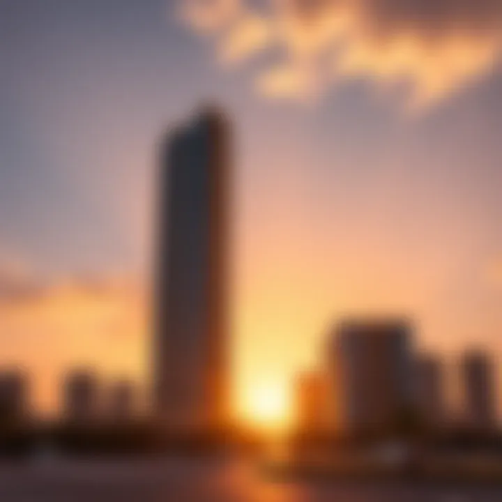 Al Reem Plaza Tower at Sunset Stunning view of Al Reem Plaza Tower at sunset