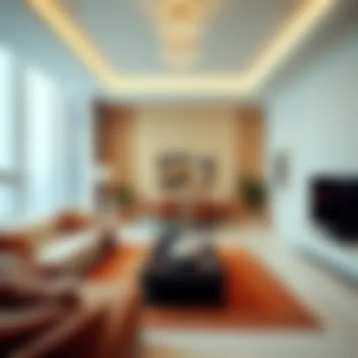 Spacious two-bedroom apartment living room in Al Wasl Karama