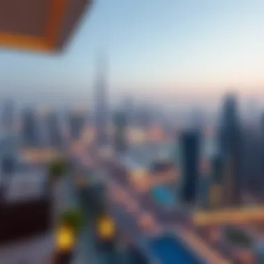 Breathtaking Dubai Skyline from Azure Residences Panoramic view of Dubai skyline from Azure Residences balcony