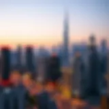 Stunning view of Bur Dubai skyline at dusk