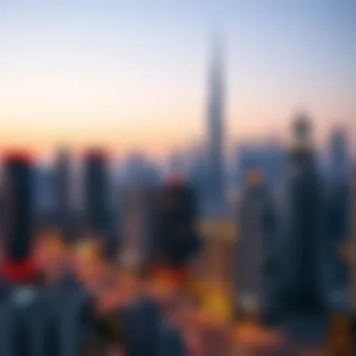 Stunning view of Bur Dubai skyline at dusk