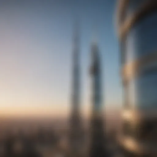 Majestic view of Burj Vista Tower 1 against the skyline