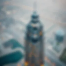 Aerial view of D1 Tower highlighting its modern architectural design