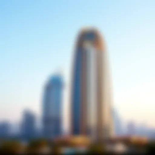 The Desert Sun Tower standing majestically against the Dubai skyline