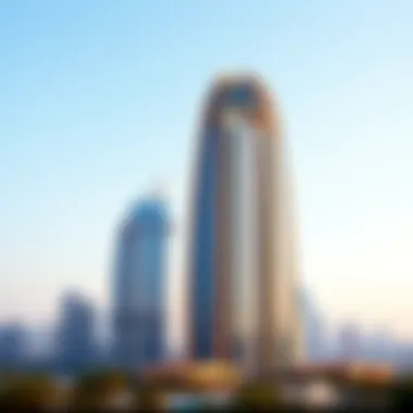 Desert Sun Tower Against Dubai Skyline The Desert Sun Tower standing majestically against the Dubai skyline