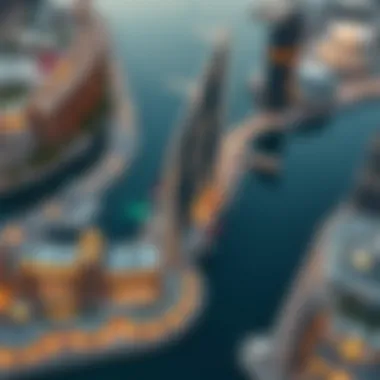 Strategic Location of Dubai Creek Harbour Aerial view of Dubai Creek Harbour emphasizing its strategic location