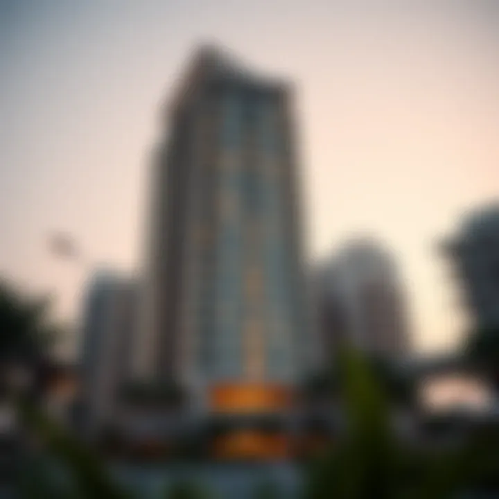 Architectural Elegance of Dubai Elite Residences Stunning architectural view of an elite residence tower in Dubai