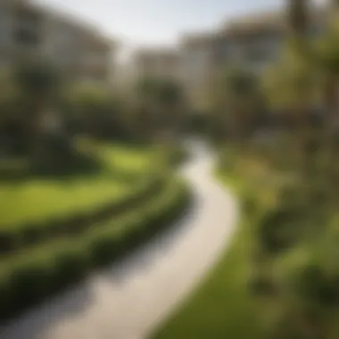 Emaar apartment community with vibrant amenities and green spaces