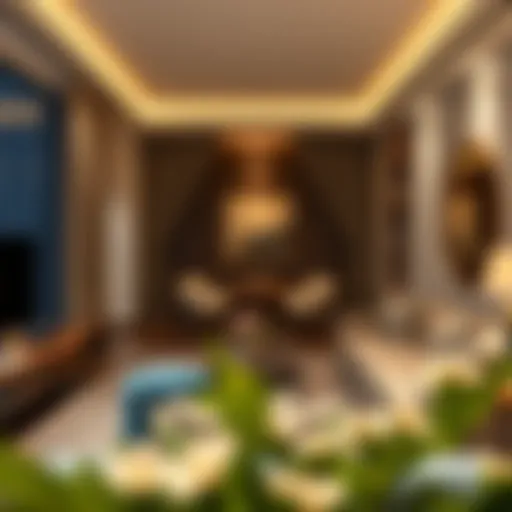 Modern furnished room showcasing elegant interior design