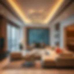 Luxurious hotel apartment interior showcasing modern design