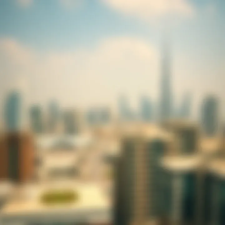 Skyline of Dubai's International City A stunning view of the skyline in Dubai's International City showcasing modern architecture