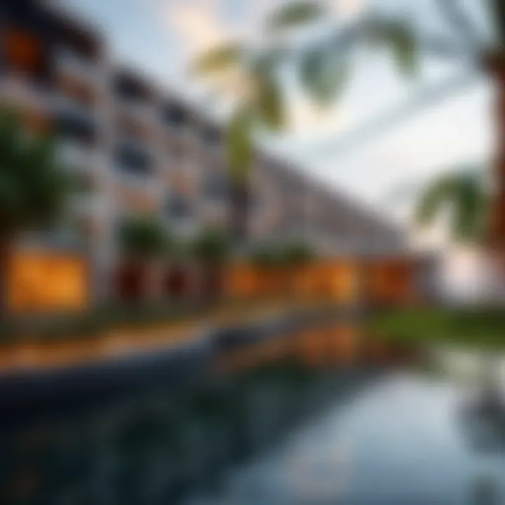 Waterfront Landscape of Mangrove Residence A serene waterfront landscape featuring the integration of mangroves with modern living spaces.