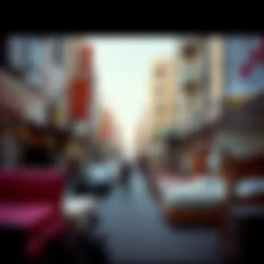 Dubai Street of Second-Hand Furniture A vibrant street in Dubai with furniture shops offering a range of second-hand beds.