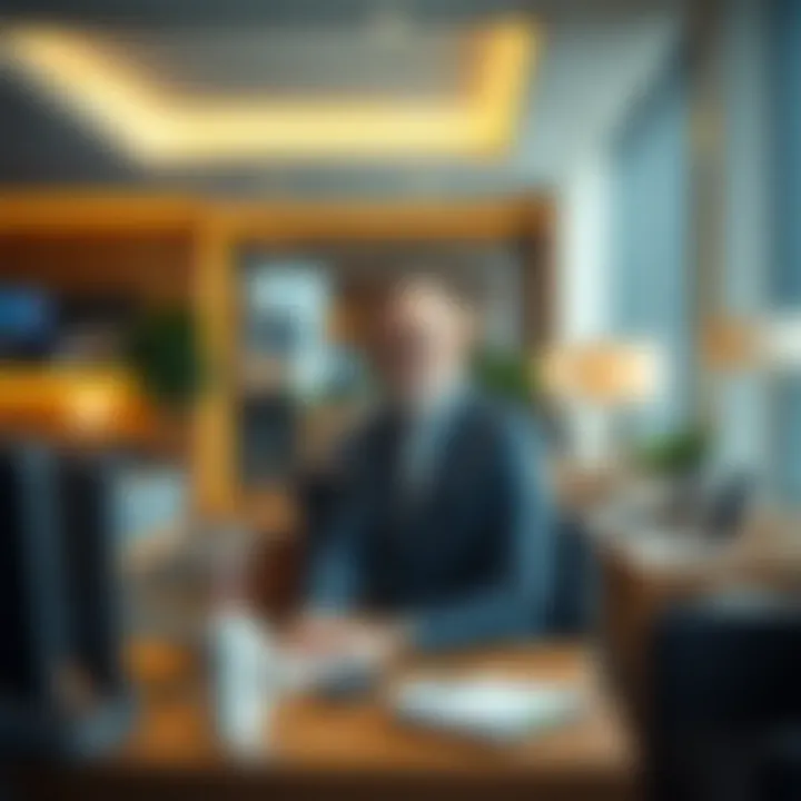 Business traveler in a modern workspace