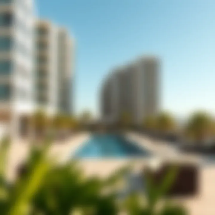 Luxurious Amenities in Park Heights Luxurious amenities including a swimming pool and lounging area in Park Heights