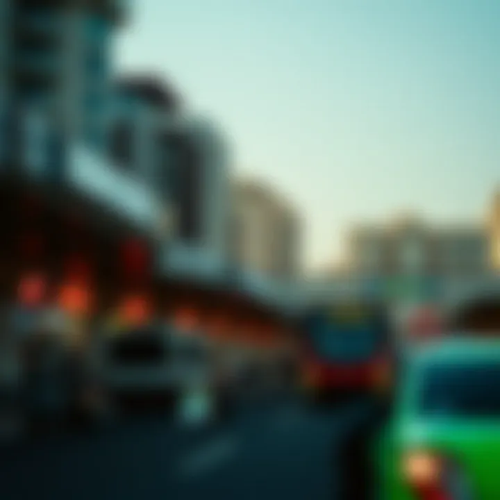 Vibrant scene displaying transportation convenience near metro stations