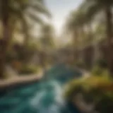 Lush tropical landscape at Rixos Dubai Island