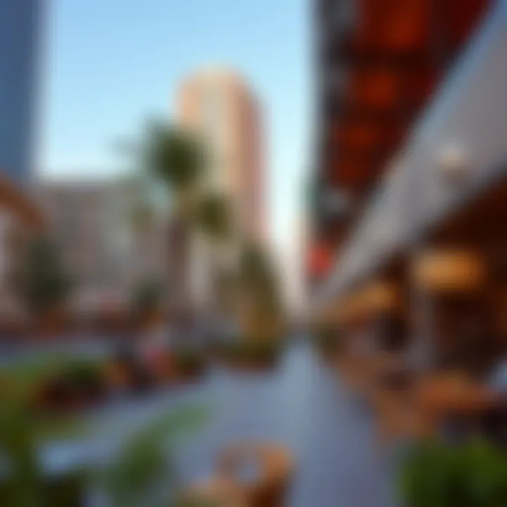 Lifestyle in Internet City Vibrant lifestyle scene in Dubai's Internet City with cafes and parks