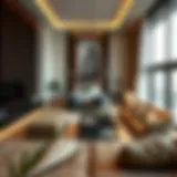 Modern living room setup in a Mirdif rental property