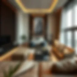 Modern living room setup in a Mirdif rental property