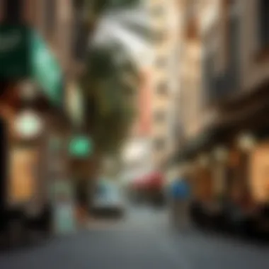 Community Life on Salah Al-Din Street A vibrant community scene on Salah Al-Din Street with shops and cafes illustrating daily life