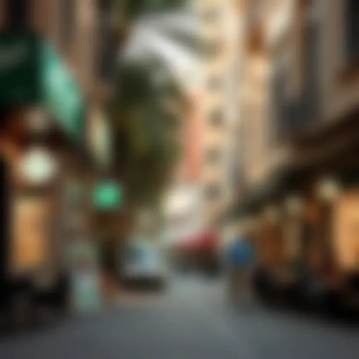 Community Life on Salah Al-Din Street A vibrant community scene on Salah Al-Din Street with shops and cafes illustrating daily life