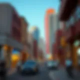 Vibrant street scene on Satwa Road showcasing local architecture